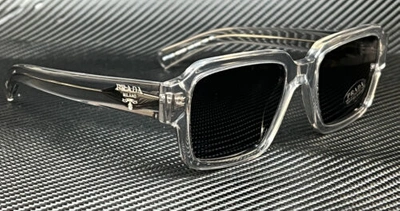 Pre-owned Prada Pr 02zs U430a9 Transparent Grey Blue Men's 52 Mm Sunglasses
