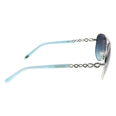 Pre-owned Tiffany & Co . Tf 3049b 60019s Silver Metal Aviator Sunglasses Blue Gradient Lens