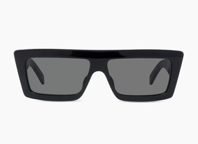 Pre-owned Celine Cl40214u 01a Black Green Grey Lens Rectangular Women Sunglasses Authentic In Gray