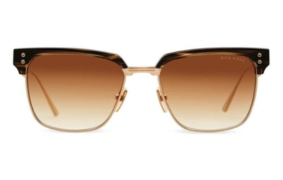 Pre-owned Dita Firaz Dts431-a-03 Gold Olive Swirl Brown Gradient Sunglasses Authentic