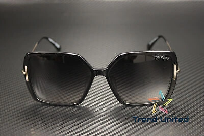 Pre-owned Tom Ford Ft1039 F 01b Plastic Shiny Black Gradient Smoke 59mm Women's Sunglasses In Gray