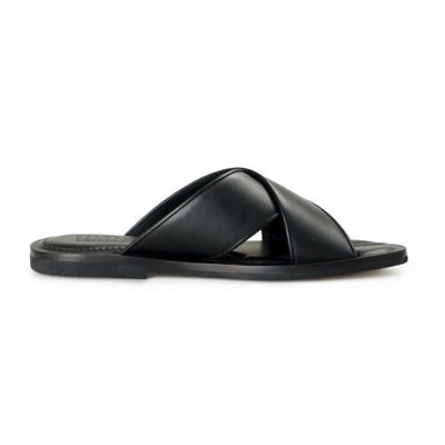 Pre-owned Ferragamo Salvatore  Men's "pegaso" Black Leather Sandals Flip Flops Shoes