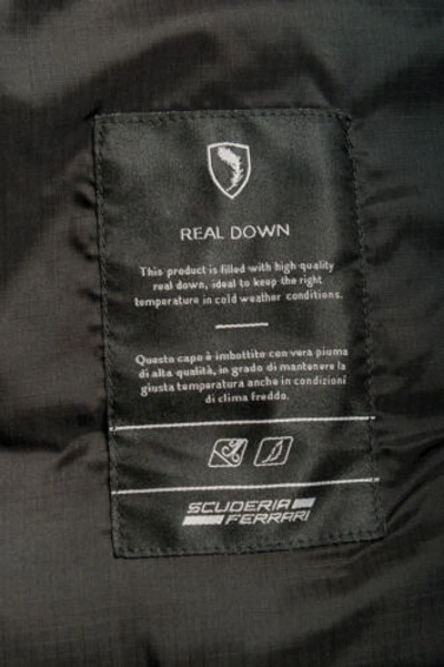 Pre-owned Scuderia Ferrari Men's "tech Twill 2 In 1" Black Hooded Down Parka Jacket