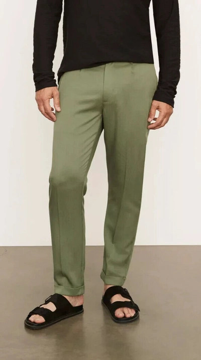 Pre-owned Vince L116302 Mens Green Solid Cuffed Regular Fit Pants Size 34