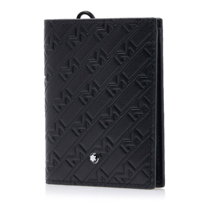 Pre-owned Montblanc M_gram 4810 Line Genuine Leather Compact Card Holder Wallet Purse Men In Black