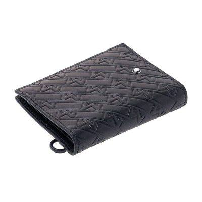 Pre-owned Montblanc M_gram 4810 Line Genuine Leather Compact Card Holder Wallet Purse Men In Black