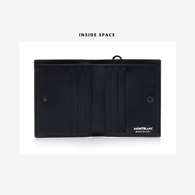 Pre-owned Montblanc M_gram 4810 Line Genuine Leather Compact Card Holder Wallet Purse Men In Black