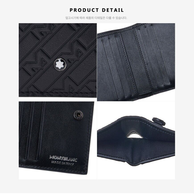 Pre-owned Montblanc M_gram 4810 Line Genuine Leather Compact Card Holder Wallet Purse Men In Black