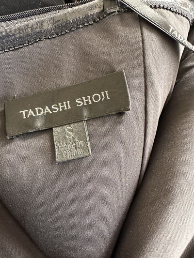 Pre-owned Tadashi Shoji Sequin Velvet Strapless Black Gown Party Long Dress Maxi