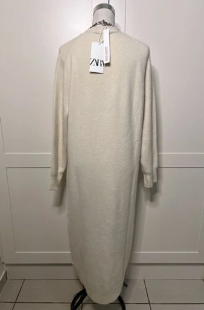 Pre-owned Zara Cashmere Long Maxi Knit Pulloever Jumper Dress Rrp$399 Size Small 3039/105 In White