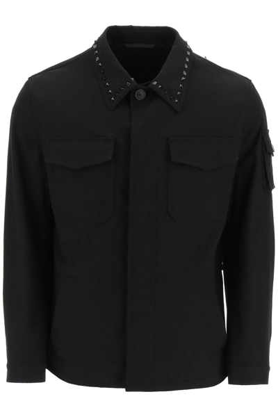 Shop Valentino Black Untitled Studs Workwear Jacket Men
