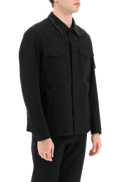 Shop Valentino Black Untitled Studs Workwear Jacket Men