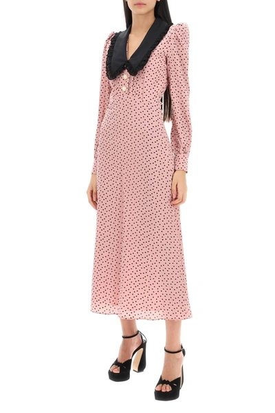 Shop Alessandra Rich Midi Dress With Contrasting Collar