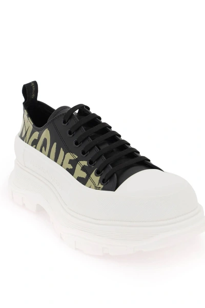 Shop Alexander Mcqueen Tread Slick Sneakers With Graffiti Logo