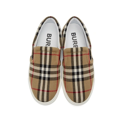 Shop Burberry Canvas Slip On Sneakers