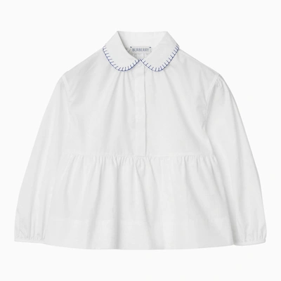 Shop Burberry White Blouse With Collar