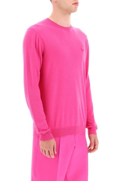 Shop Valentino 'pink Pp' Crewneck Sweater