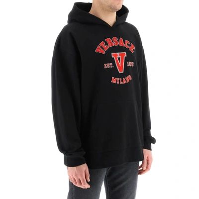 Shop Versace Varsity Hooded Sweatshirt