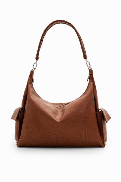 Shop Desigual L Logo Shoulder Bag In Brown
