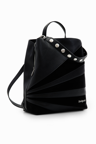 Shop Desigual M Multi-position Patchwork Backpack In Black