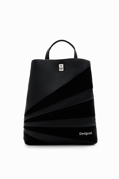 Shop Desigual M Multi-position Patchwork Backpack In Black
