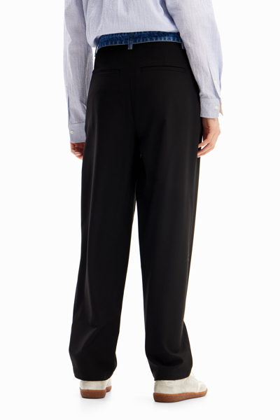 Shop Desigual Hybrid Tailored Trousers In Black