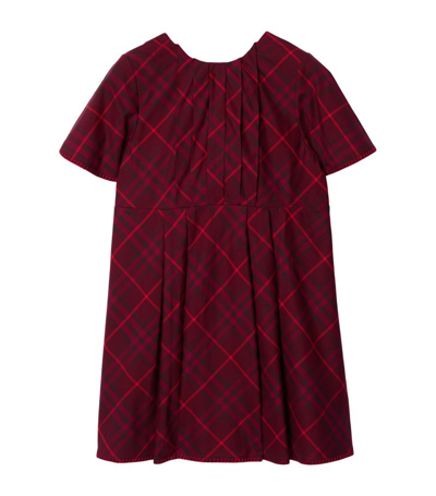 Shop Burberry Cotton Pleated Check Dress (3-14 Years) In Multi