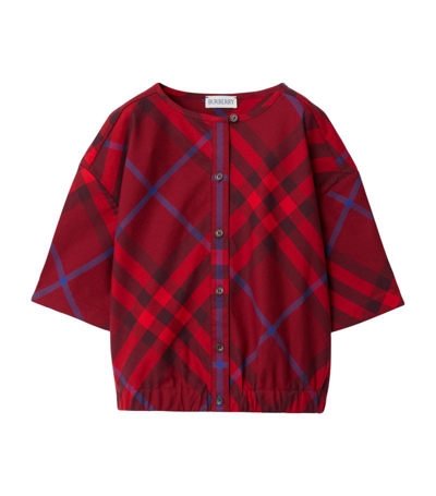 Shop Burberry Cotton Check Blouse (3-14 Years) In Multi