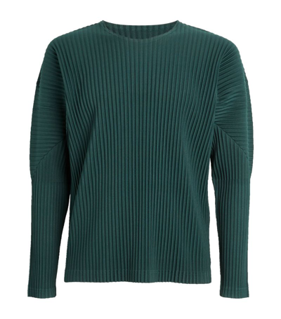 Shop Issey Miyake Pleated Long-sleeve T-shirt In Green