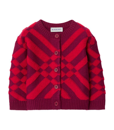 Shop Burberry Kids Wool-cashmere Check Cardigan (6-24 Months) In Multi