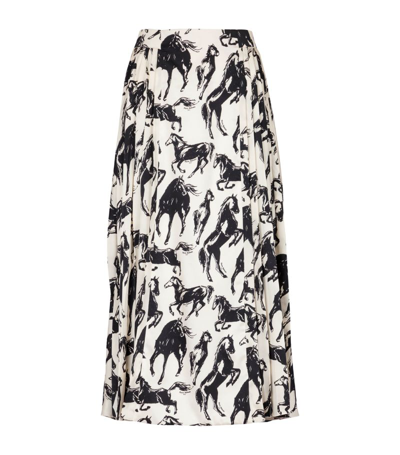 Shop Balmain Printed Midi Skirt In Neutrals