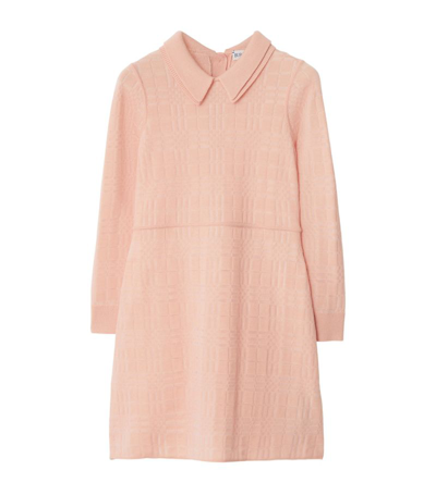 Shop Burberry Wool-blend Check Dress (3-14 Years) In Pink