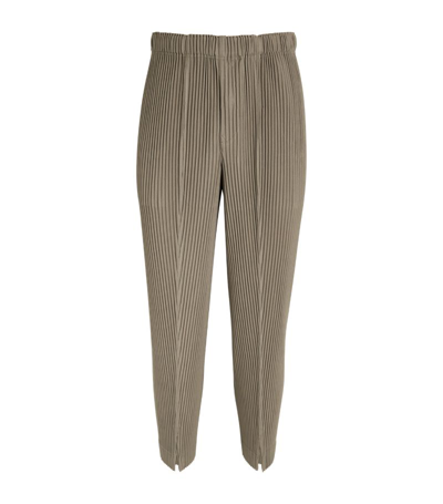 Shop Issey Miyake Split-cuff Pleated Straight Trousers In Grey