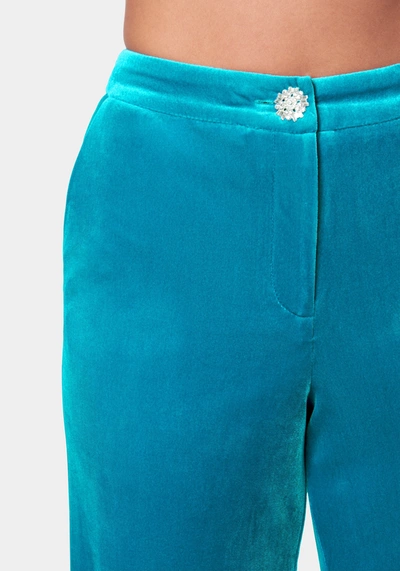 Shop Bebe High Waist Wide Leg Velour Pant In Emamel Blue