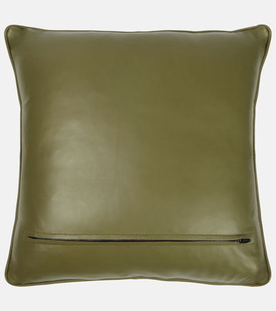 Shop Gucci Horsebit Printed Cushion In Green