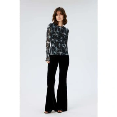 Shop Diane Von Furstenberg Ruthette Flared Velvet Trousers Size: L, Col: Bl