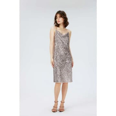 Shop Diane Von Furstenberg Latika Sequin Cowl Neck Dress Size: L, Col: Cham