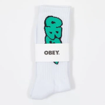 Shop Obey Merton Socks In White & Teal