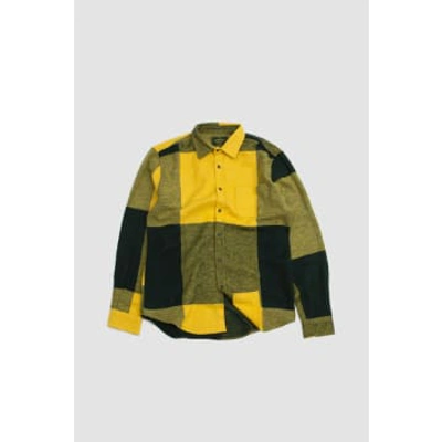 Shop Portuguese Flannel Placement Shirt Green/yellow