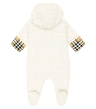 Shop Burberry Baby  Check Teddy Onesie In White