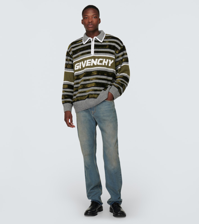 Shop Givenchy Striped Wool-blend Half-zip Sweater In Multicoloured
