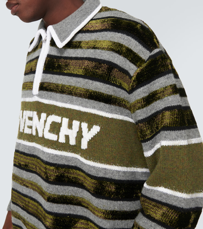 Shop Givenchy Striped Wool-blend Half-zip Sweater In Multicoloured
