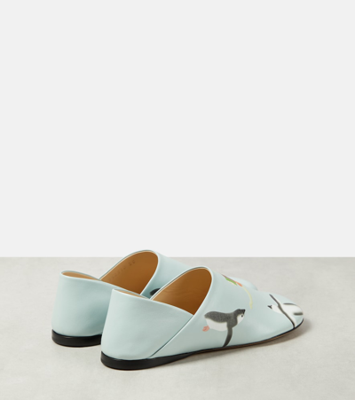 Shop Loewe X Suna Fujita Toy Leather Slippers In Blue