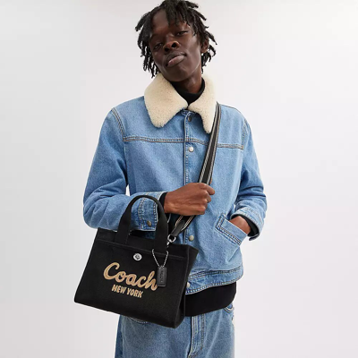Coach Field Logo-appliqué Tote Bag In Black