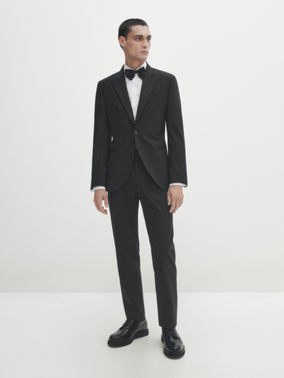 Massimo Dutti Smoking-anzugblazer In Schwarz In Schwarz
