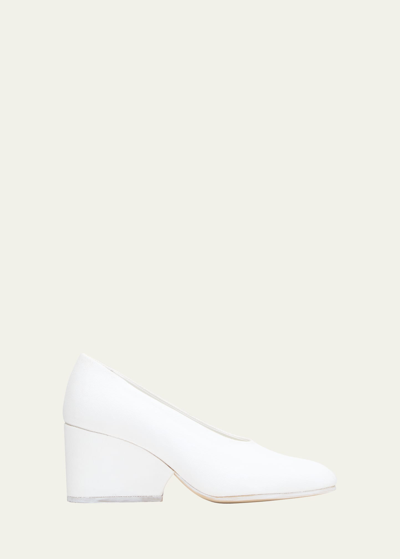 Shop Comme Des Garçons Canvas Block-heel Pumps In White