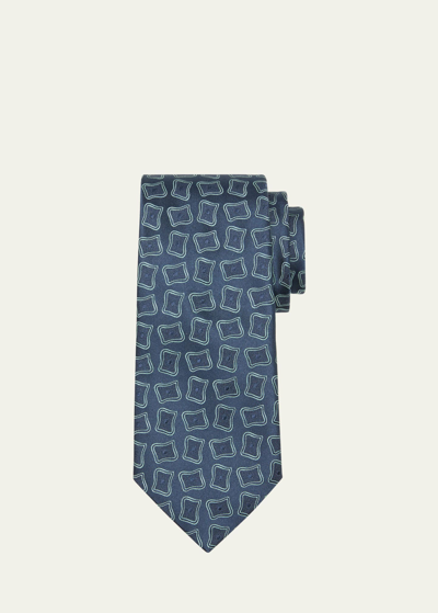 Shop Charvet Men's Rectangle Jacquard Silk Tie In 19 Navy