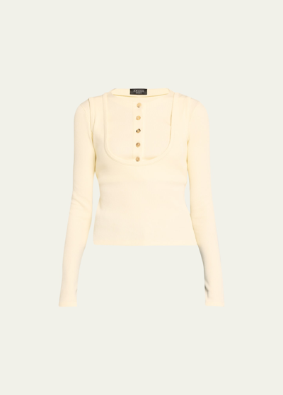 Shop A.w.a.k.e. Double-effect Button-front Top In Ivory