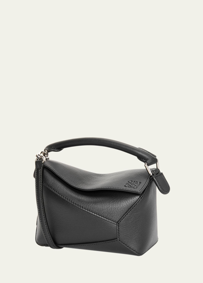 Shop Loewe Puzzle Edge Mini Leather Shoulder Bag In 1100 Black