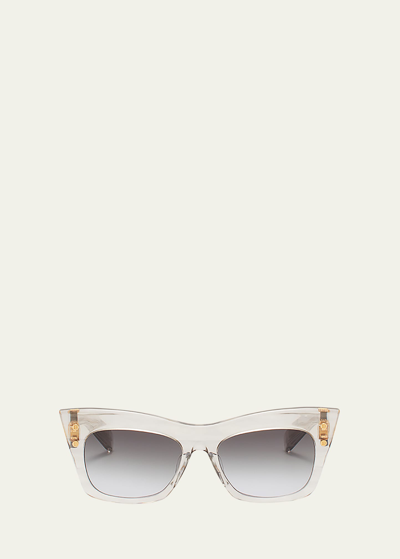 Shop Balmain Bii Titanium & Acetate Cat-eye Sunglasses In Gry Gld